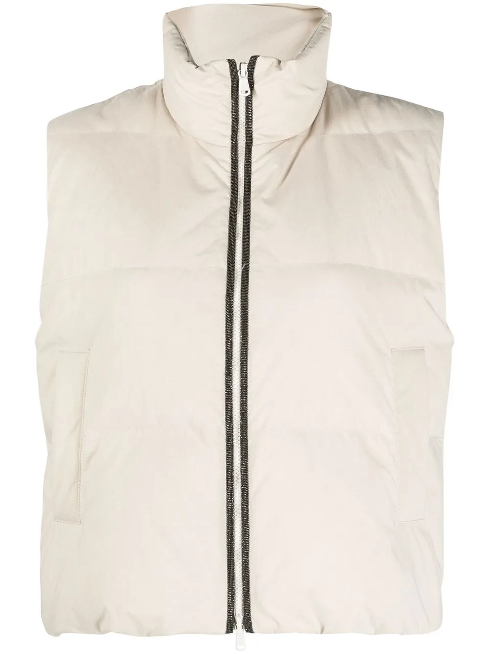 Brunello Cucinelli High-neck Padded Gilet In Neutrals