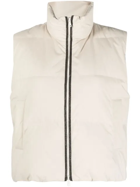 Brunello Cucinelli chaleco capitonado con cuello de tortuga
