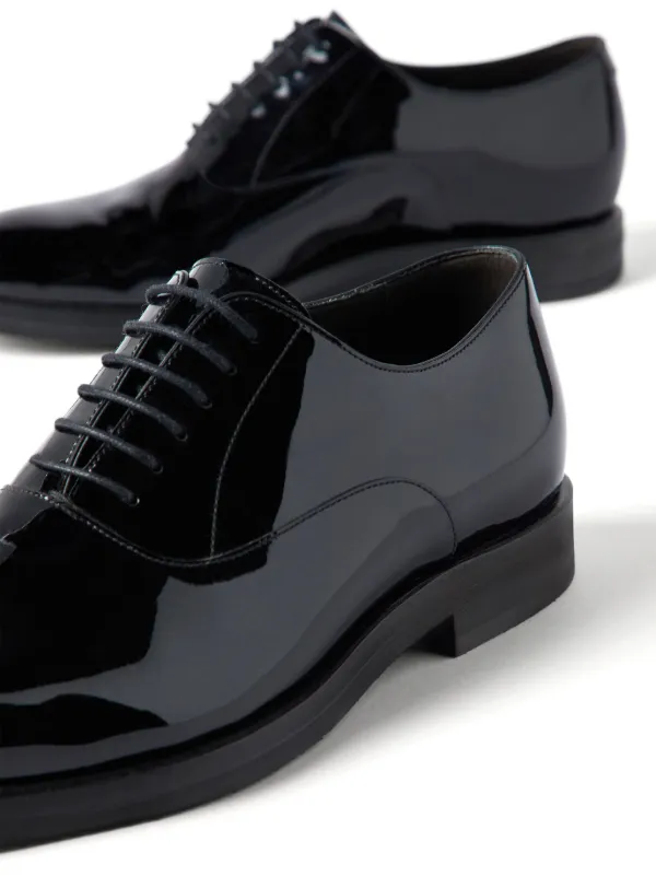 Brunello Cucinelli patent-leather Laced Oxford Shoes | Black