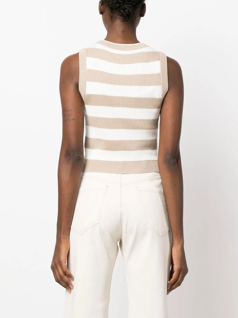 Brunello Cucinelli Striped Knitted Vest In Neutrals