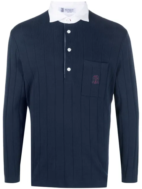 Brunello Cucinelli logo-embroidered polo sweater