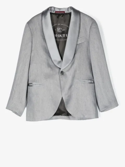 Brunello Cucinelli Kids Blazer de linho com abotoamento simples
