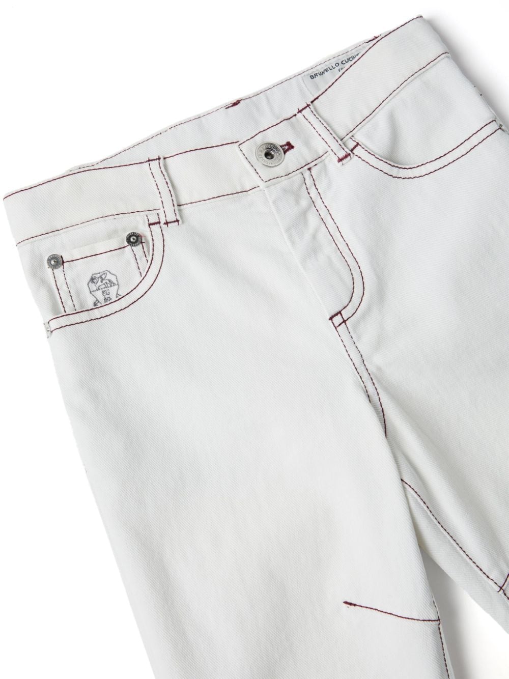 Shop Brunello Cucinelli Stitch-detail Straight-leg Jeans In 白色