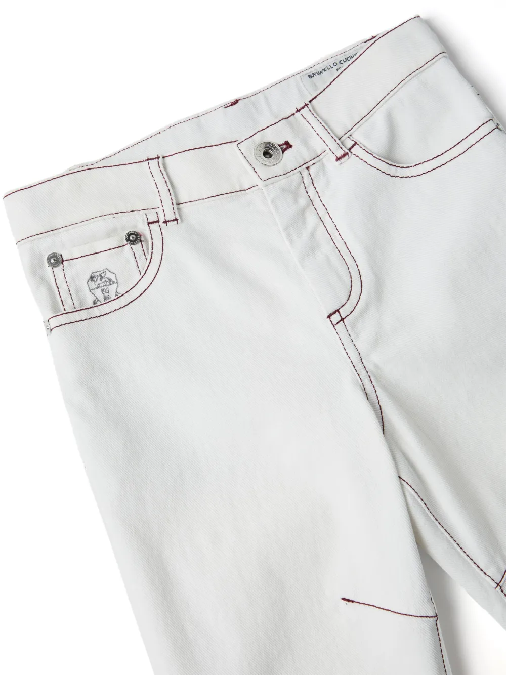 Brunello Cucinelli Stitch-detail Straight-leg Jeans In 白色