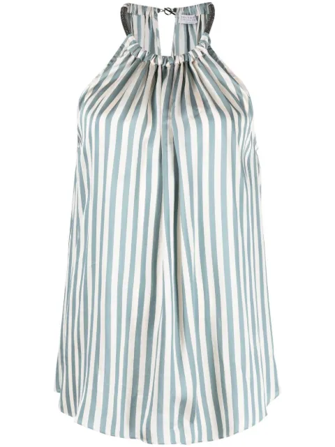 Brunello Cucinelli striped Monili halterneck sleeveless top