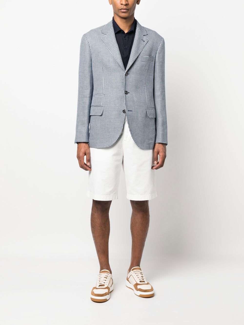 Brunello Cucinelli Blazer met pied-de-poule print - Blauw