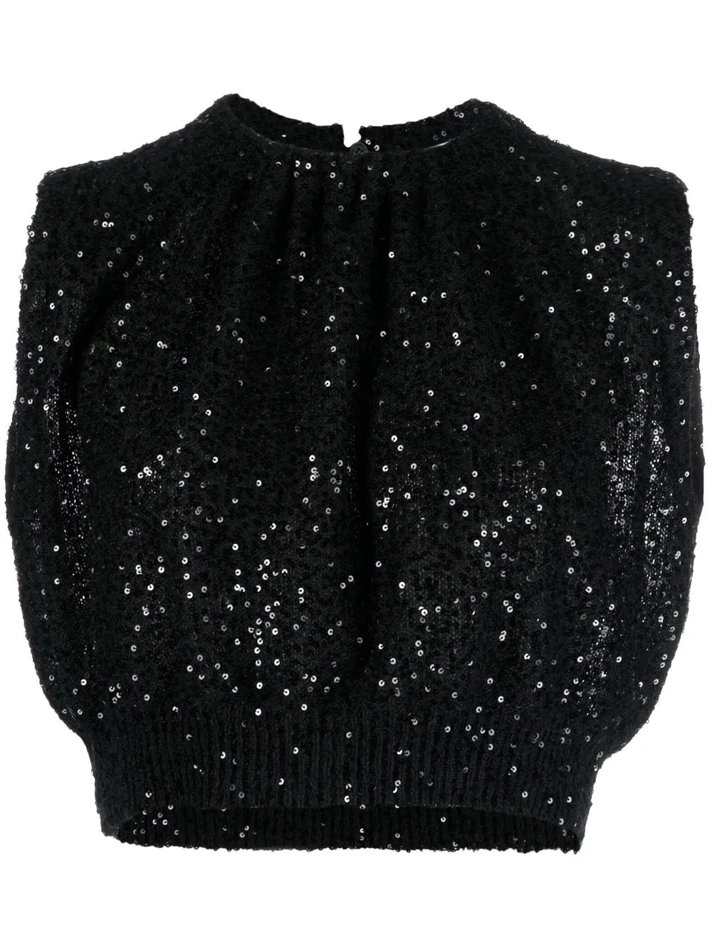 

Brunello Cucinelli sequinned linen-blend cropped top - Black