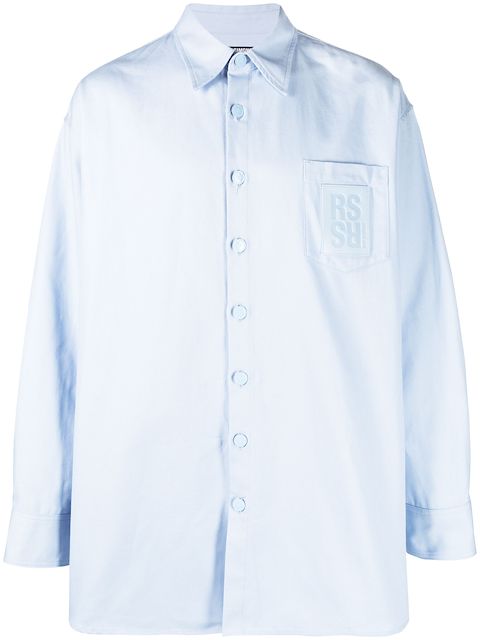 Raf Simons logo-patch cotton overshirt