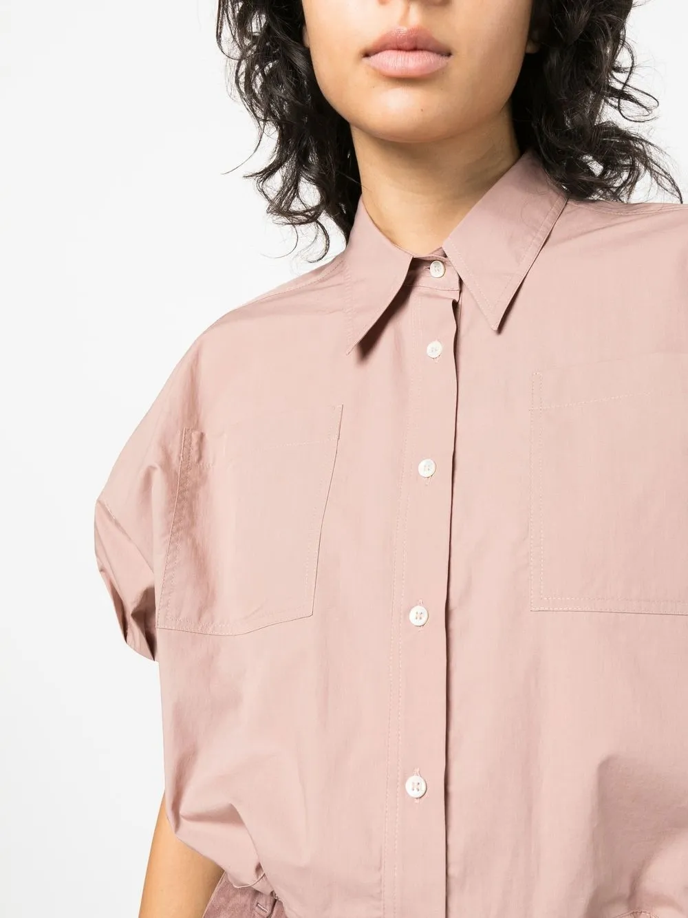 Brunello Cucinelli Drawstring Crop Top In Pink