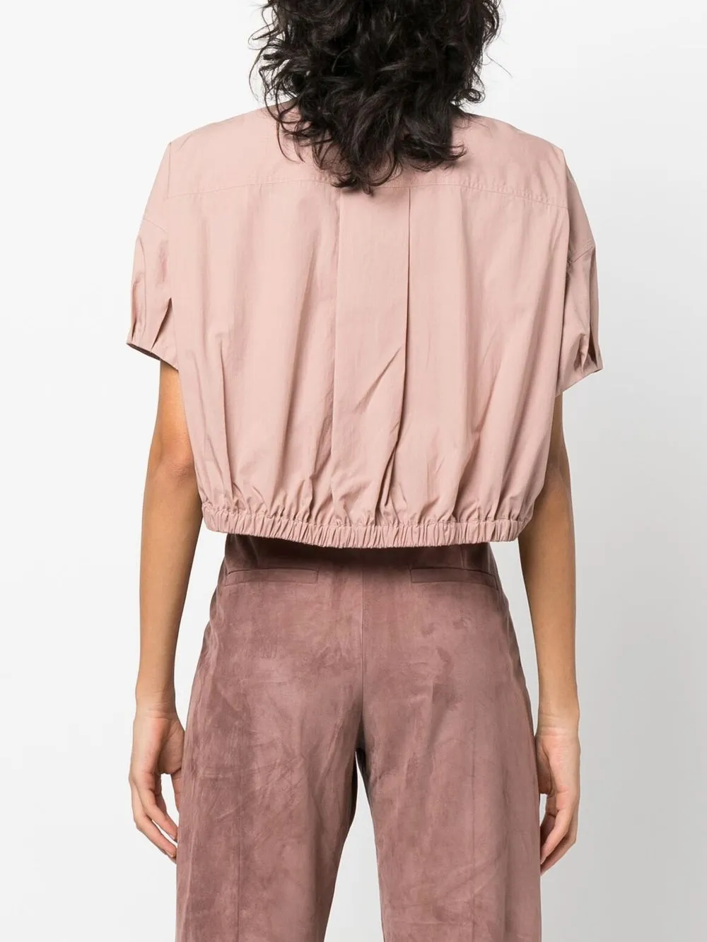 Brunello Cucinelli Drawstring Crop Top In Pink