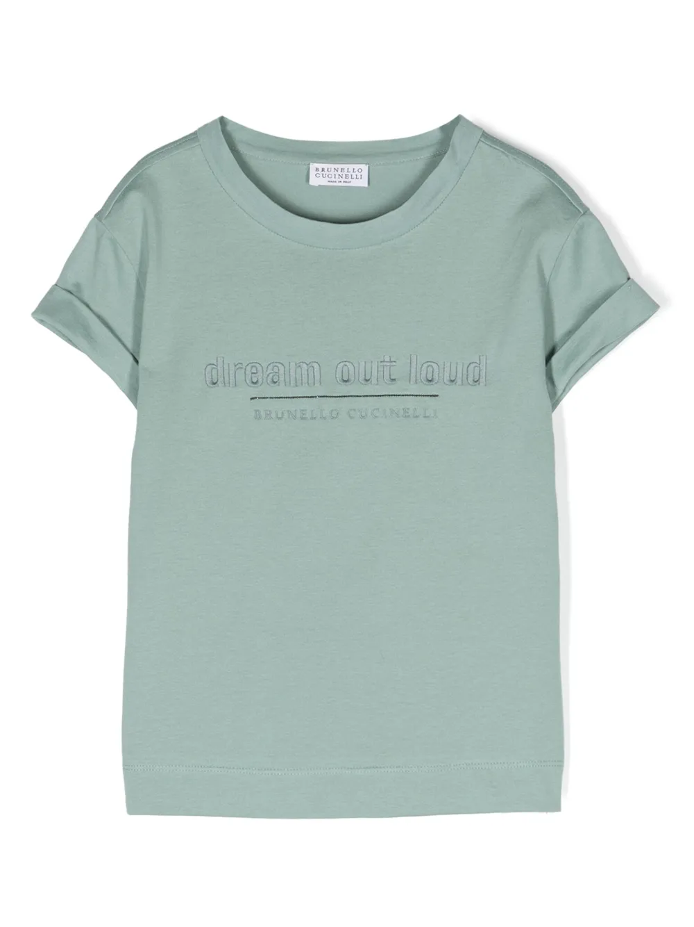 Brunello Cucinelli Kids embroidered-logo cotton T-shirt - Green
