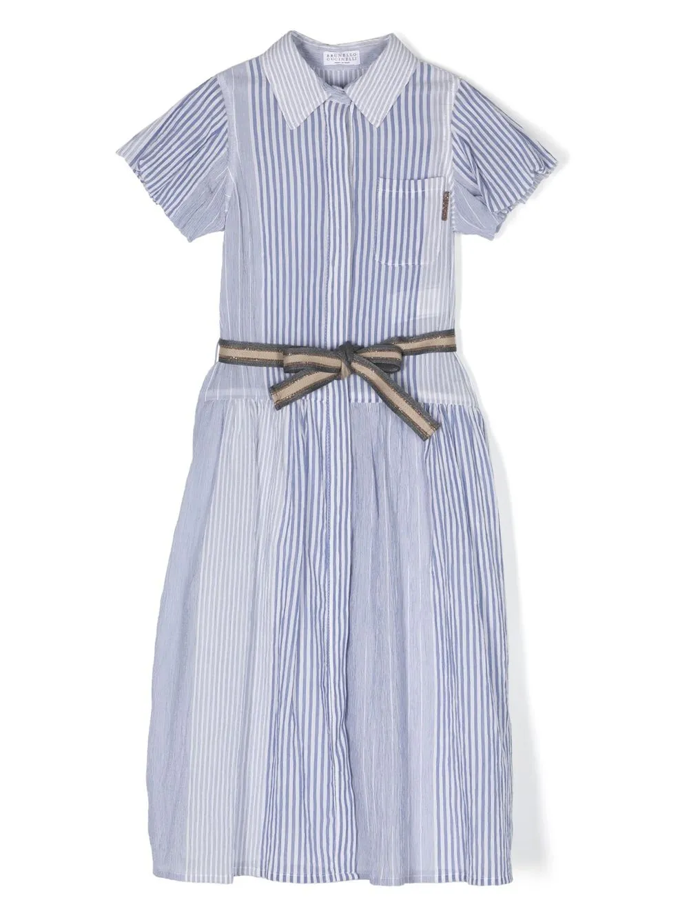 Brunello Cucinelli Kids Abito a righe - Bianco