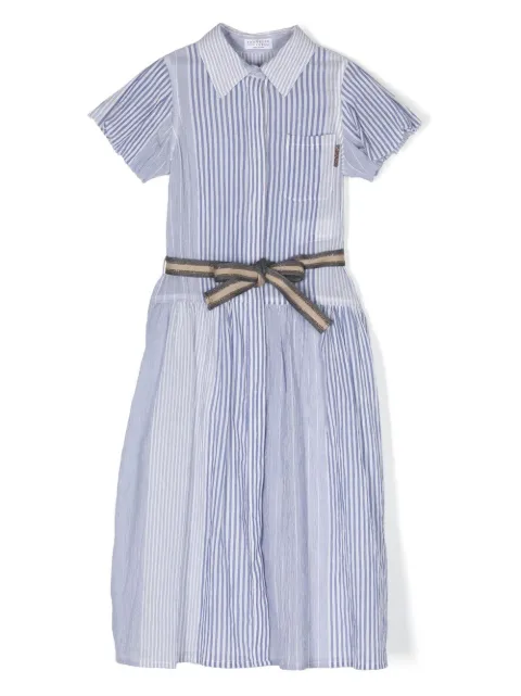 Brunello Cucinelli Kids vestido con motivo de rayas