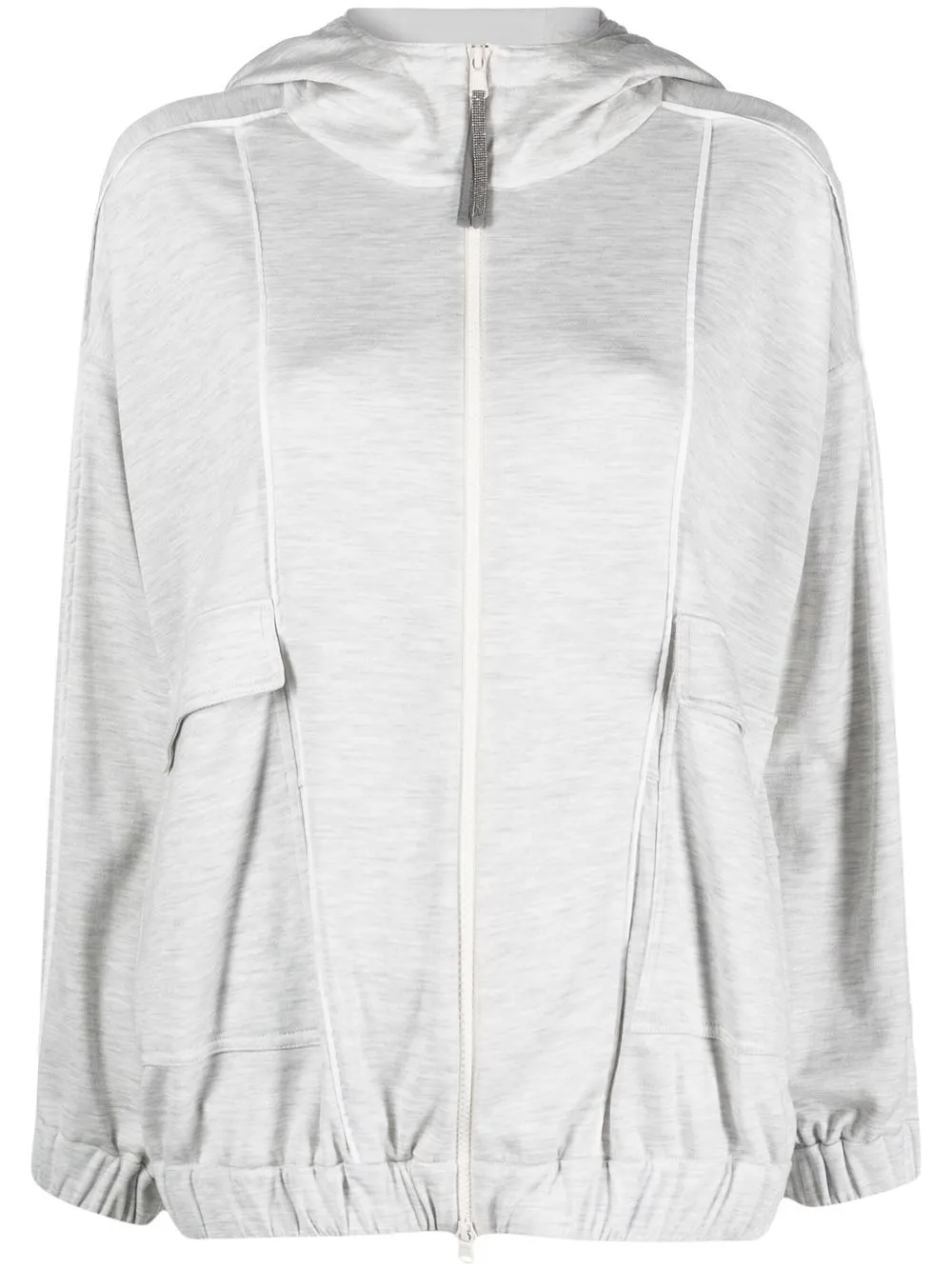 

Brunello Cucinelli hoodie con cierre y cordones - Gris