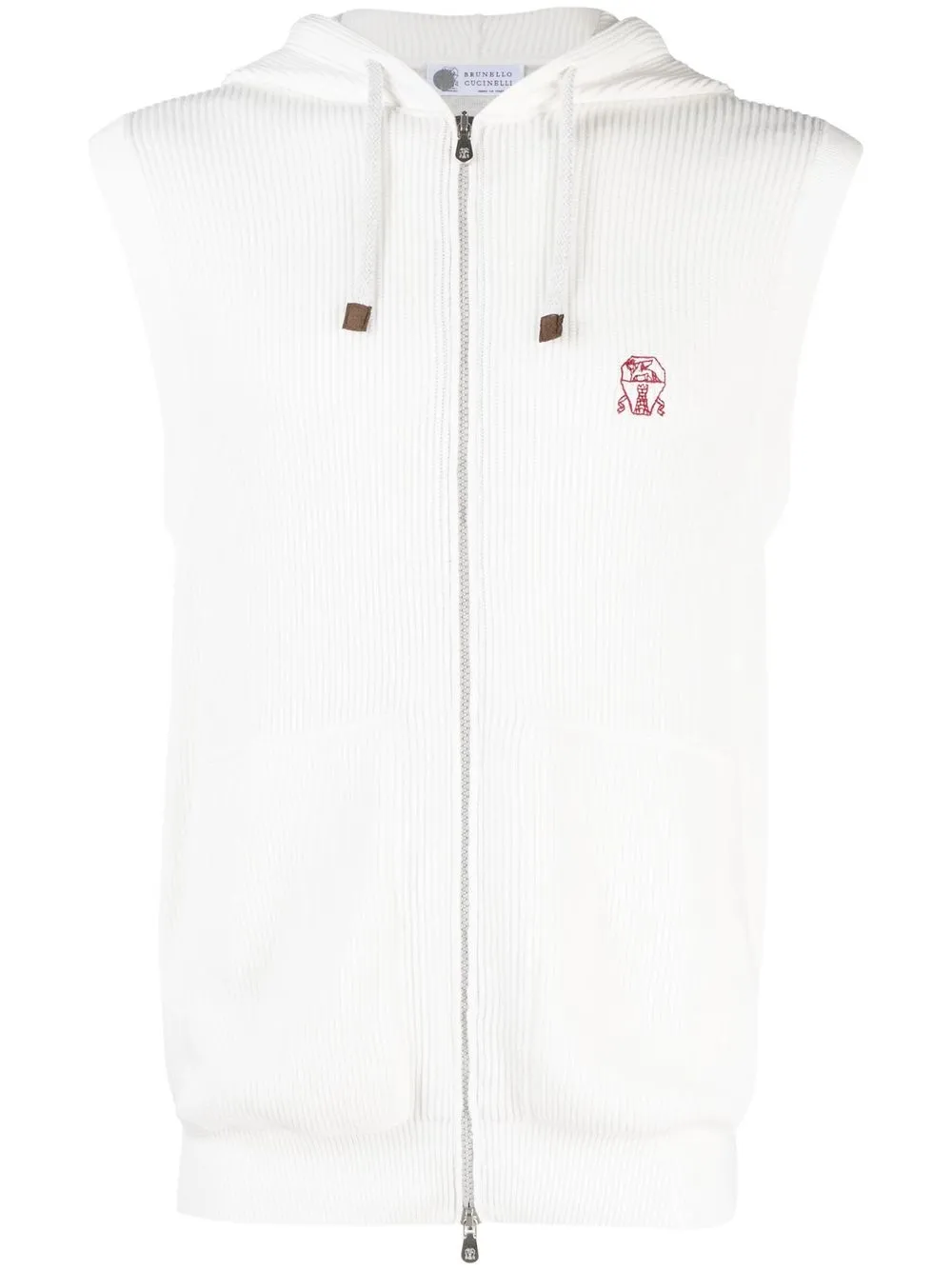 

Brunello Cucinelli ribbed-knit sleeveless hoodie - White