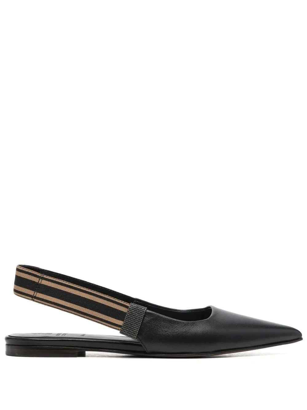 

Brunello Cucinelli 15mm pointed leather ballerina shoes - Black