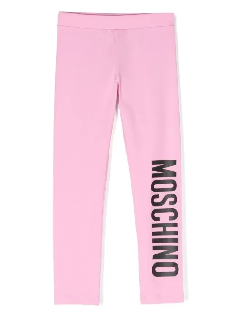 Moschino Kids ليغينغ قطن مرن بطبعة شعار الماركة