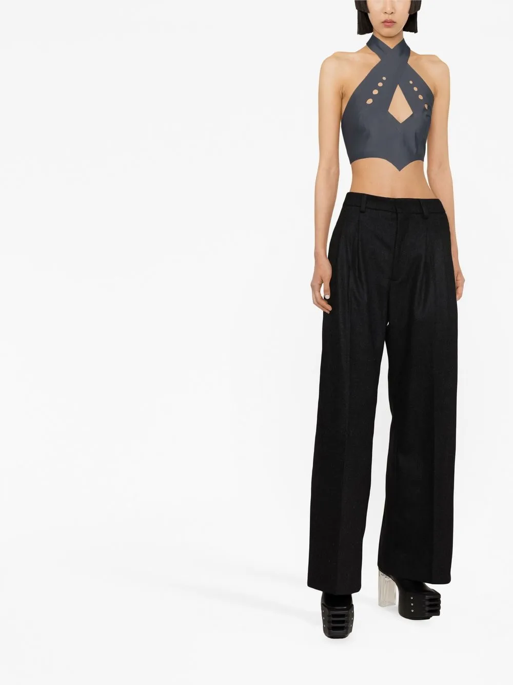 Jean Paul Gaultier Pantalon met wijde pijpen - Zwart