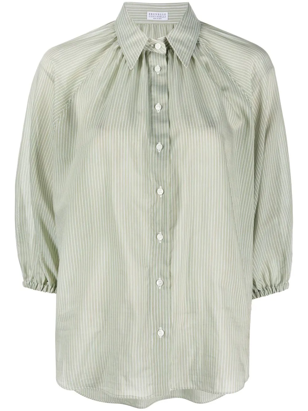 

Brunello Cucinelli camisa con botones y rayas estampadas - Verde