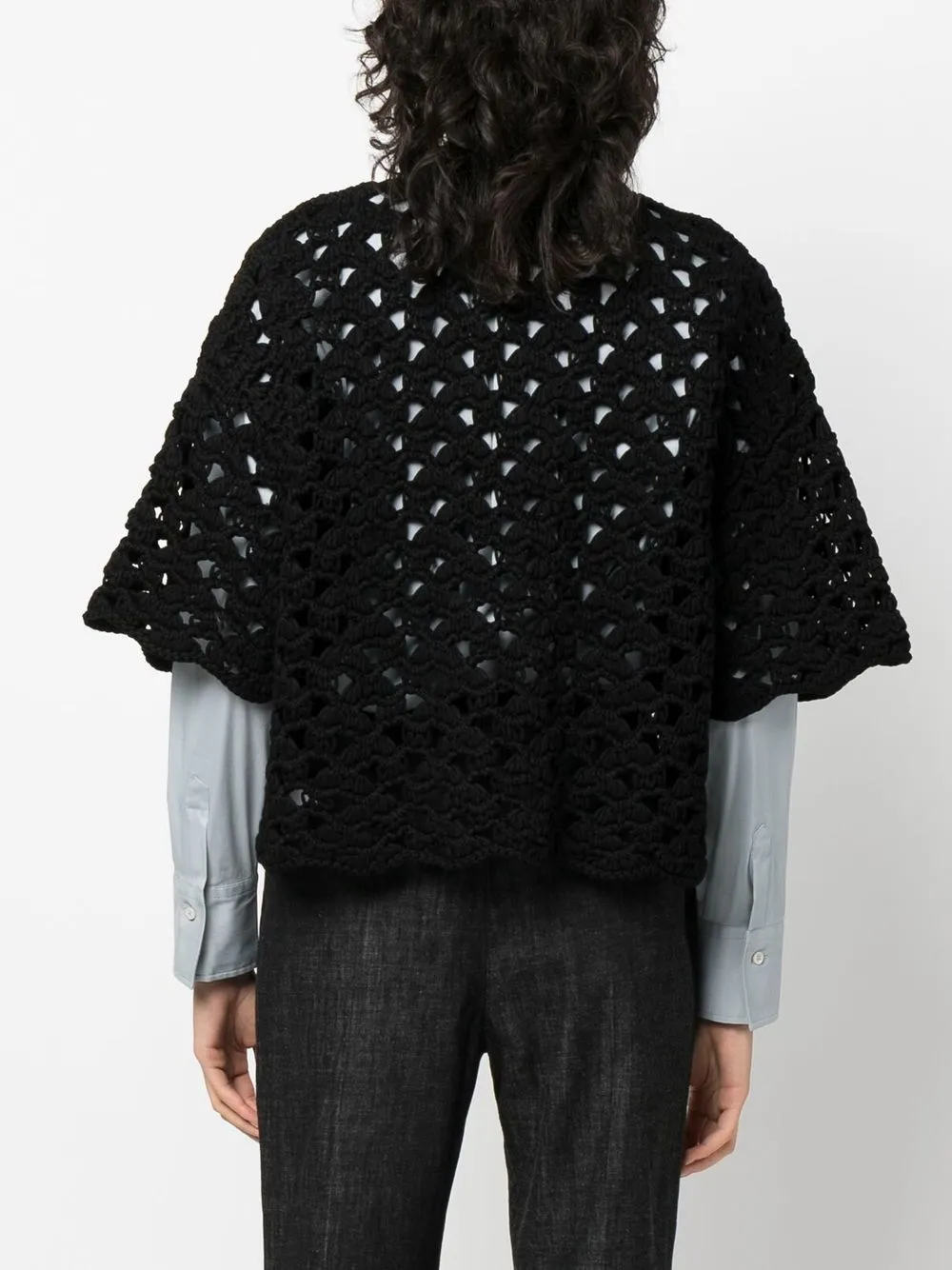 Brunello Cucinelli Open-knit Short-sleeved Cardigan In Black