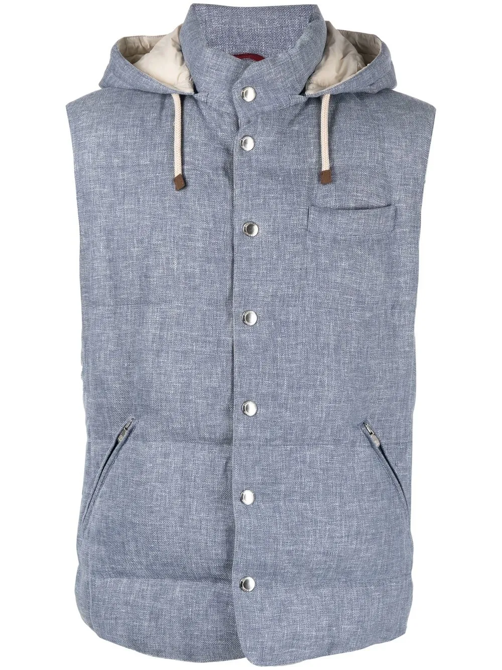 

Brunello Cucinelli drawstring-hood down vest - Blue