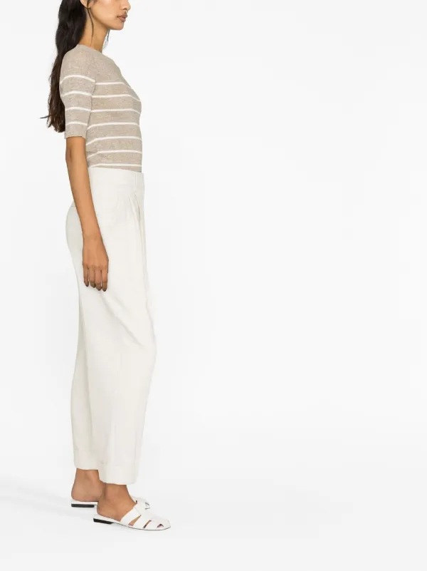Brunello Cucinelli Cropped Wide-Leg Trousers With High Waist