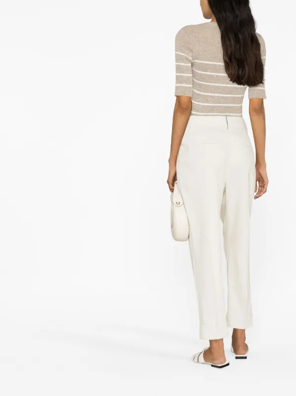 Brunello Cucinelli Cropped Wide-Leg Trousers With High Waist