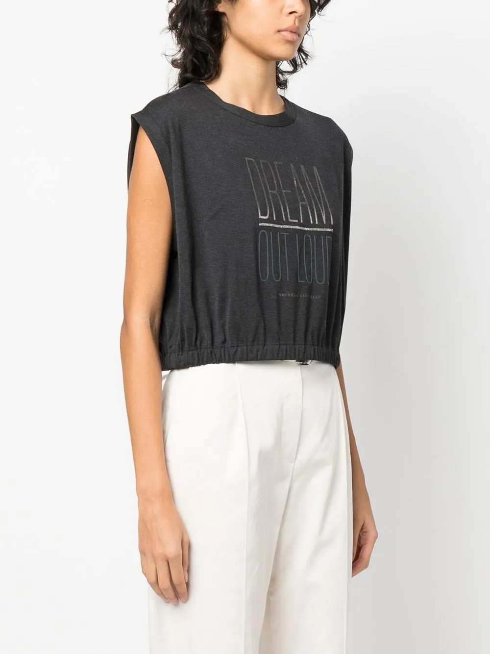 Brunello Cucinelli Logo-print Tank Top In Grey
