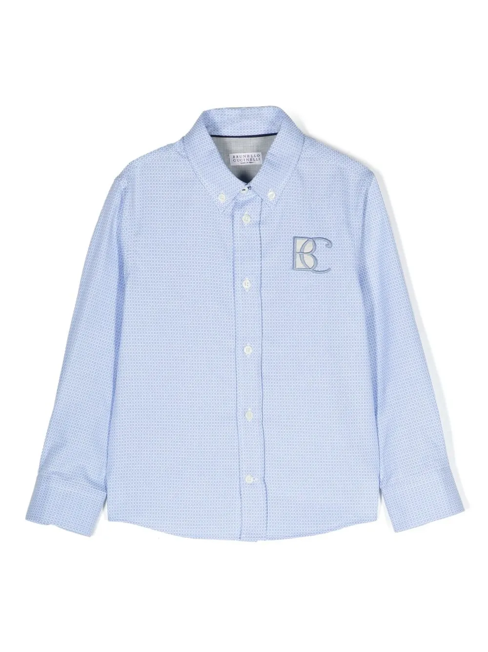 

Brunello Cucinelli Kids camisa manga larga con logo del bordado - Azul