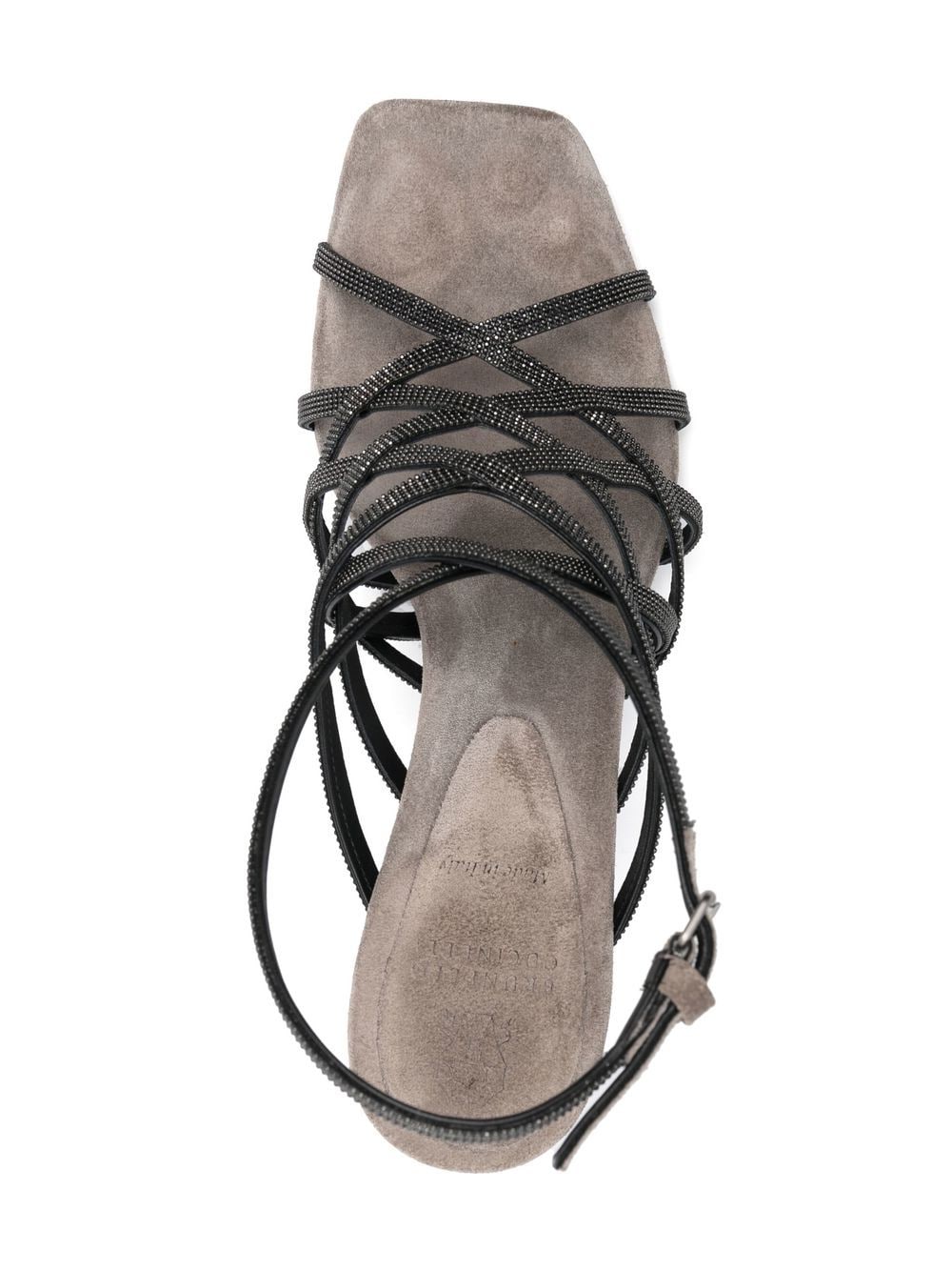 Shop Brunello Cucinelli 110mm Heeled Suede Sandals In Grey