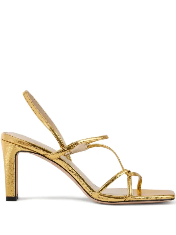 SANDRO 80mm Faye Metallic Strappy Sandals Gold FARFETCH PH
