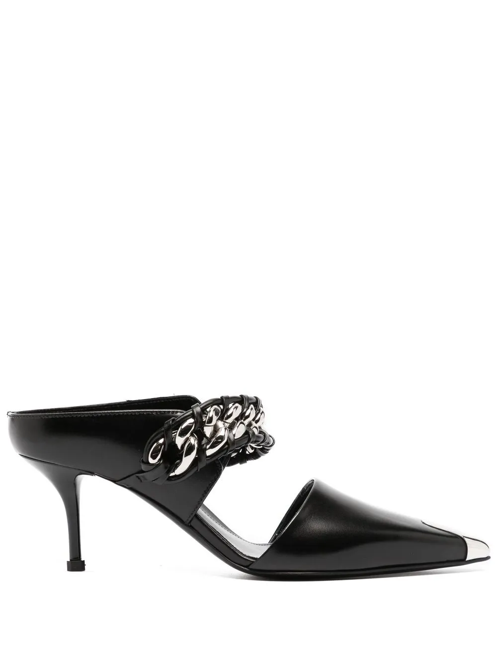 

Alexander McQueen 70mm chain-link leather pumps - Black
