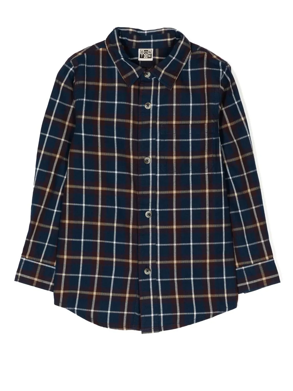 

Bonton check long-sleeved shirt - Blue