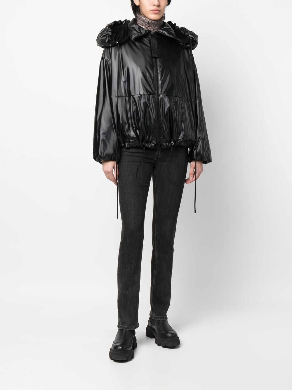 Shop Emporio Armani Boxy Faux-leather Jacket In Schwarz