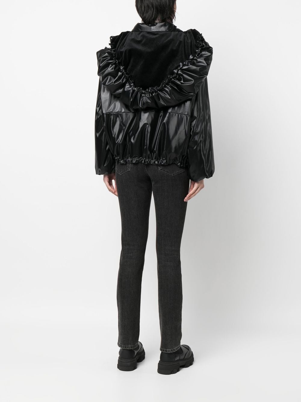 Shop Emporio Armani Boxy Faux-leather Jacket In Schwarz