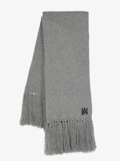 AMIRI logo-embroidered fringed cashmere scarf