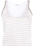 Brunello Cucinelli scoop-neck striped vest top - White