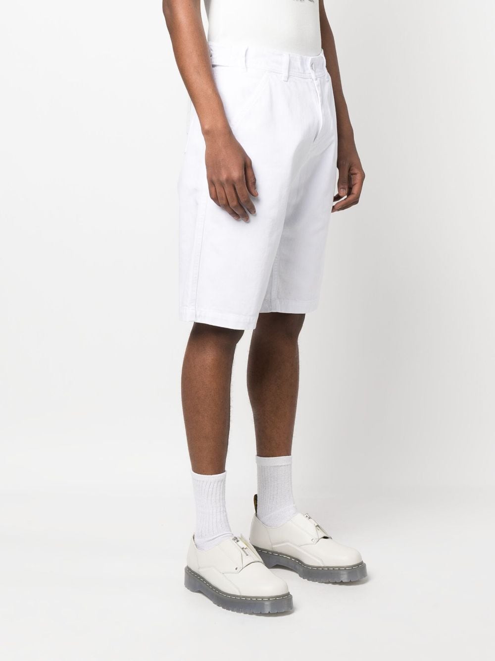 Shop Raf Simons Knee-length Denim Shorts In Weiss