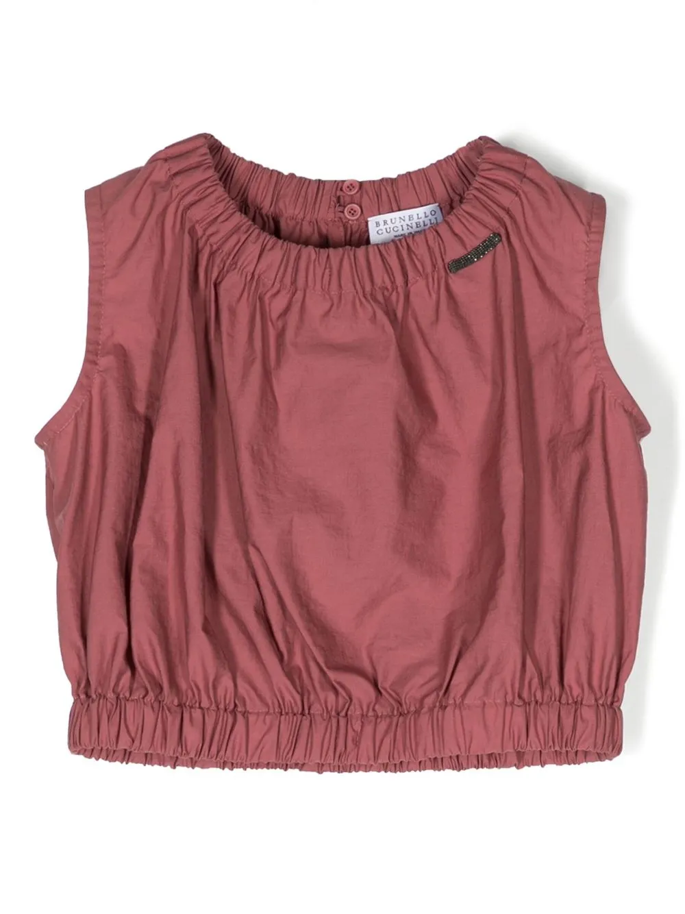 

Brunello Cucinelli Kids cropped sleeveless cotton blouse - Pink