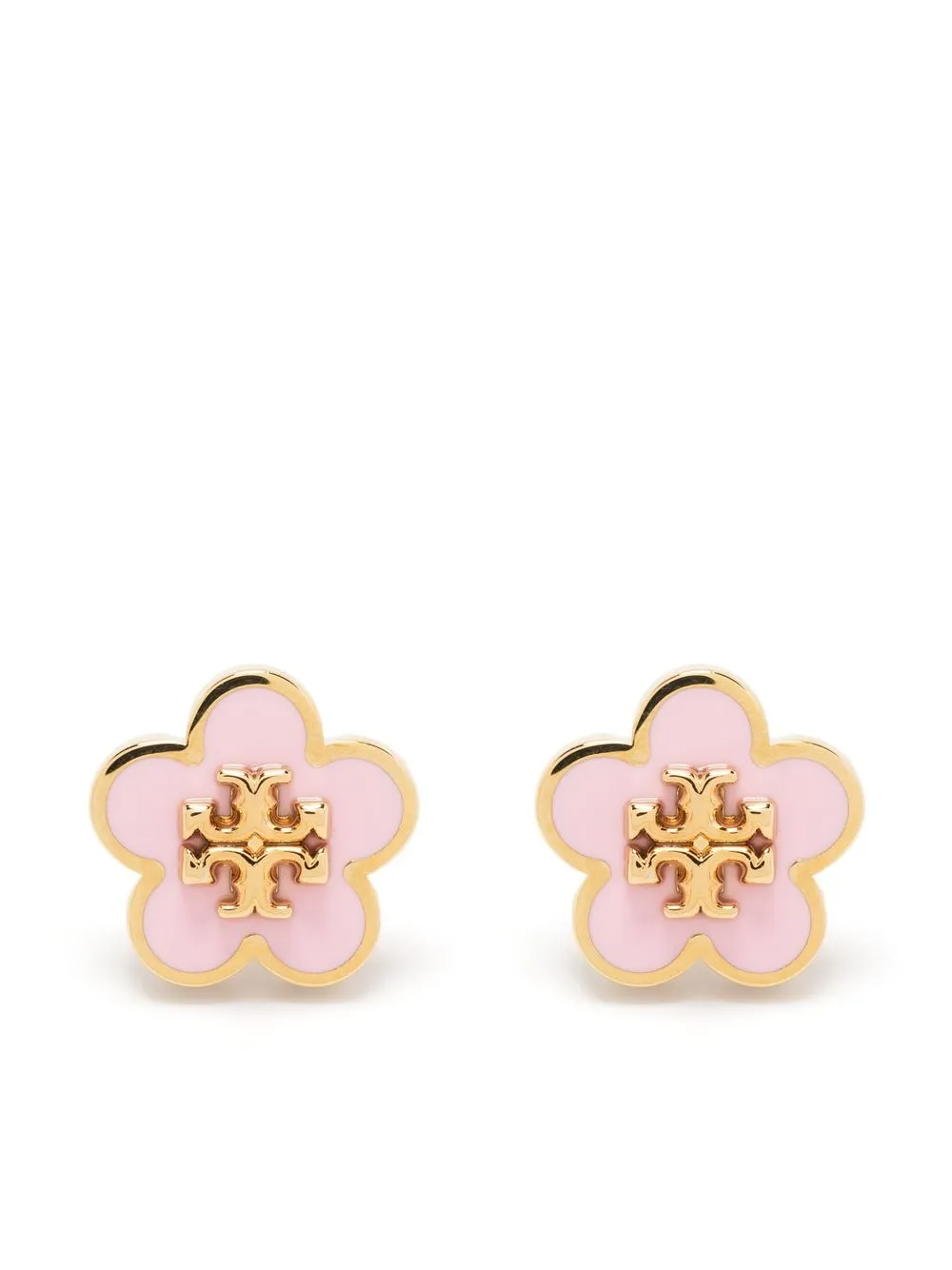 Tory Burch Floral-detail Stud Earrings In Pink