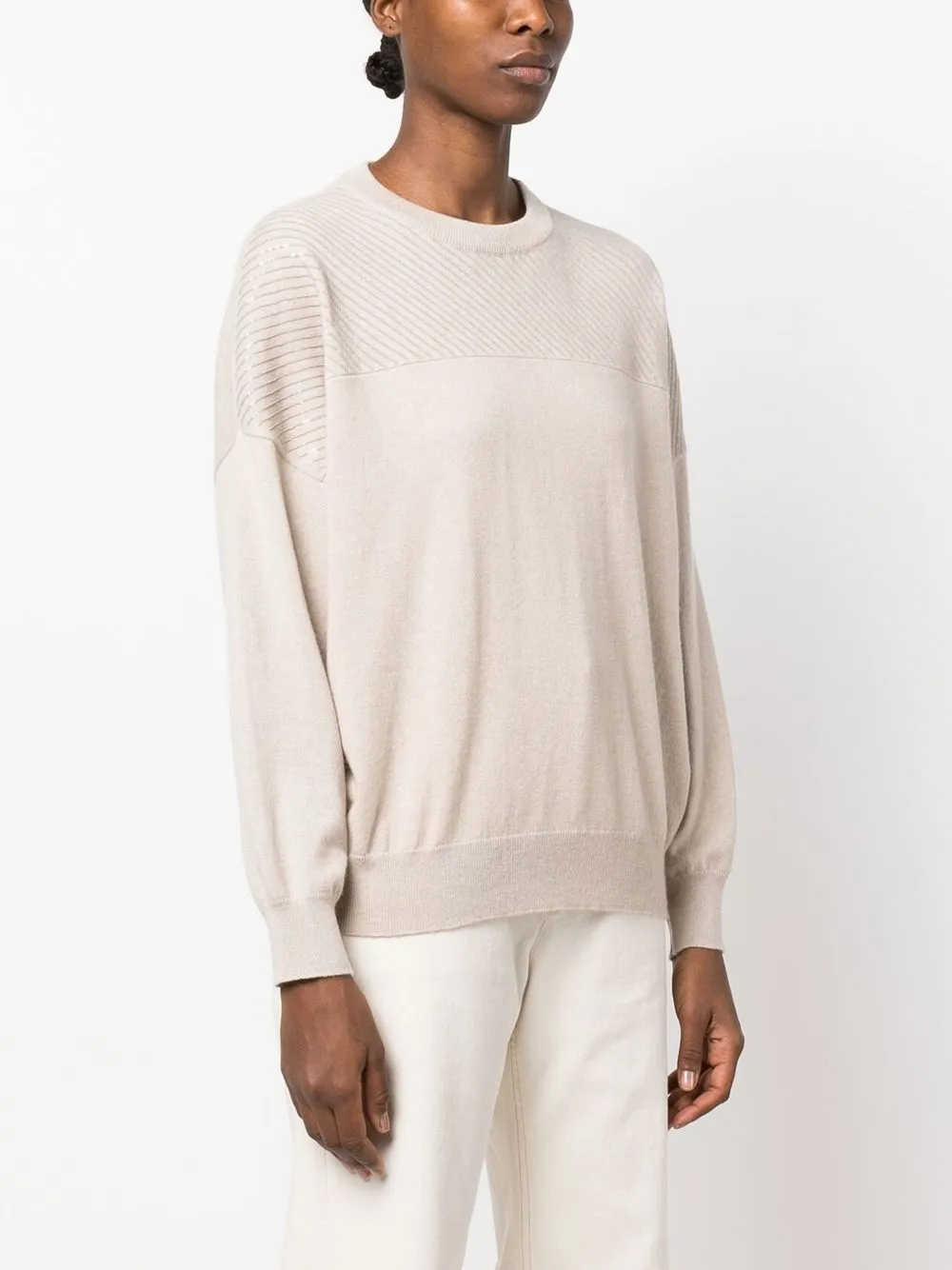 Brunello Cucinelli Sequin Cashmere Jumper In Neutrals