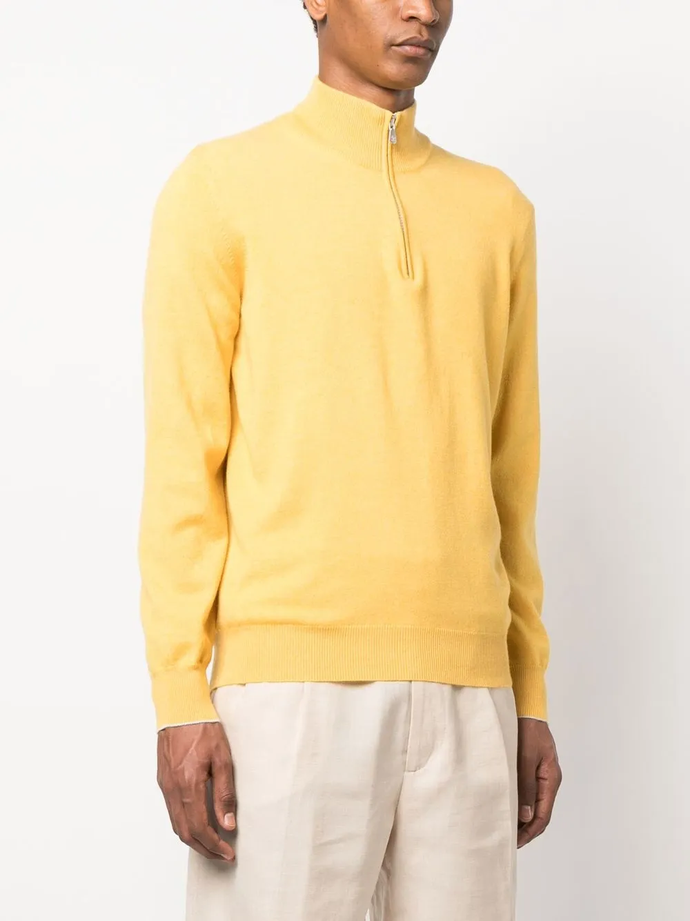 Brunello Cucinelli High-neck Cashmere Jumper In 黄色