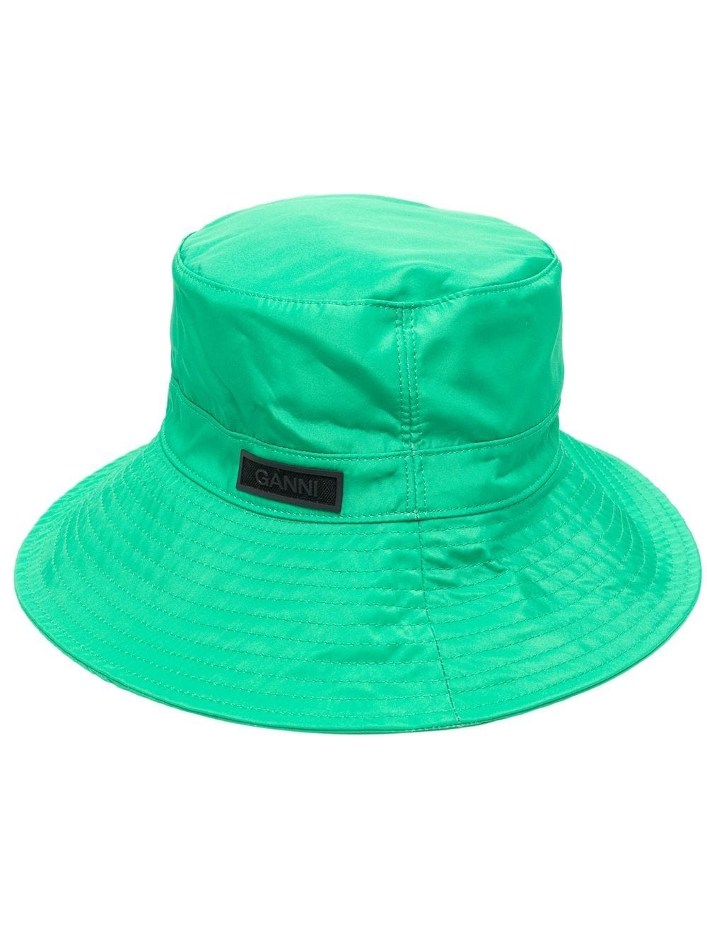 Ganni Green Logo Patch Bucket Hat