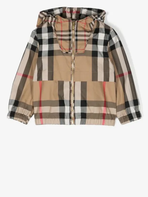 Burberry Kids Jaqueta Wilbur xadrez com capuz