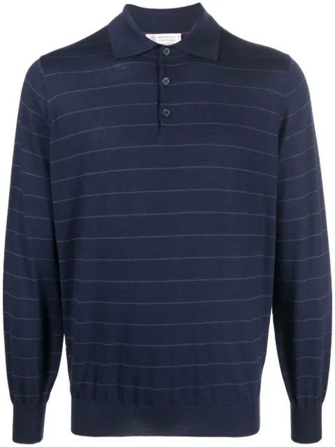 Brunello Cucinelli fine-knit long-sleeve polo jumper