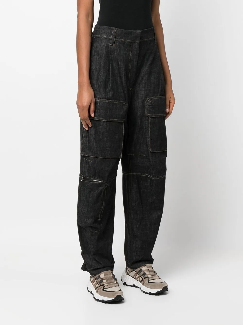  Brunello Cucinelli High-waisted Cargo Jeans - Black 