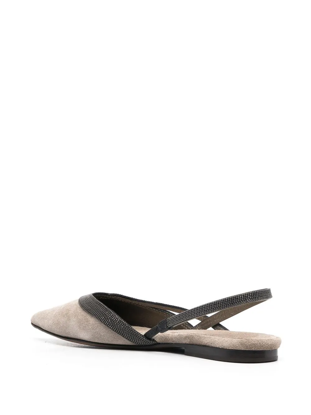 Brunello Cucinelli Embellished Leather Slingback Flats In Neutrals