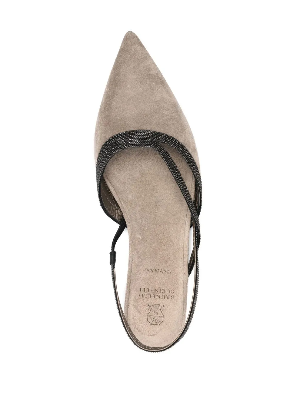 Brunello Cucinelli Embellished Leather Slingback Flats In Neutrals