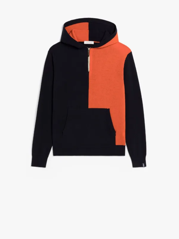 DOUBLE AGENT Navy Wool Hooded Sweater