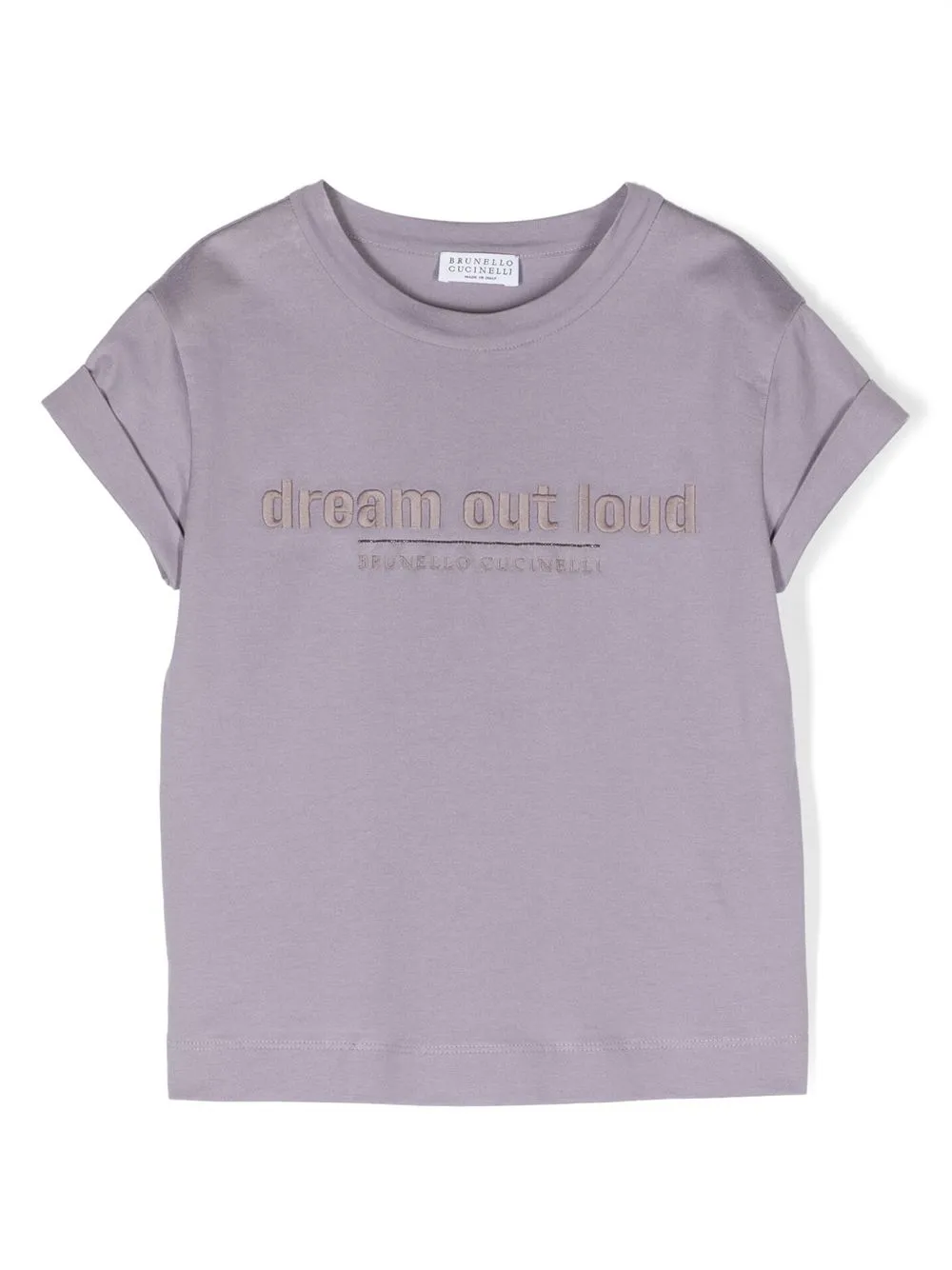 

Brunello Cucinelli Kids playera con logo bordado - Morado